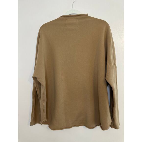 NWOT Frank & Eileen Effie Casual Chic Long Sleeve Funnel Neck Caplet Camel Large - Picture 3 of 9